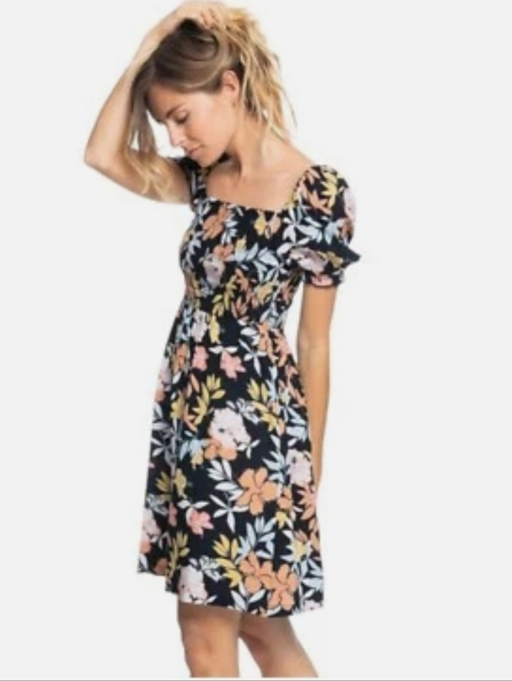 Roxy Hello Petal Floral Smocked Mini Dress